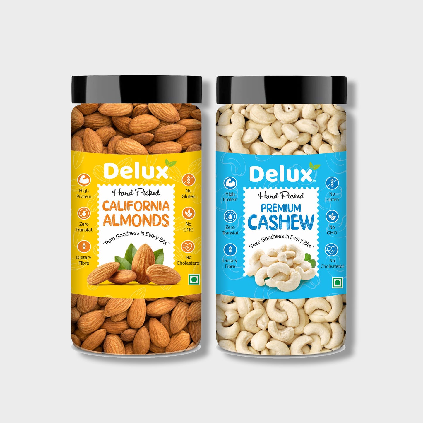 Delux Foods Dry Fruits Combo Pack 300 g I Almond 150g | Cashews 150g | Mixed Dry Fruits | Healthy Snacks (2 x 150 gm)