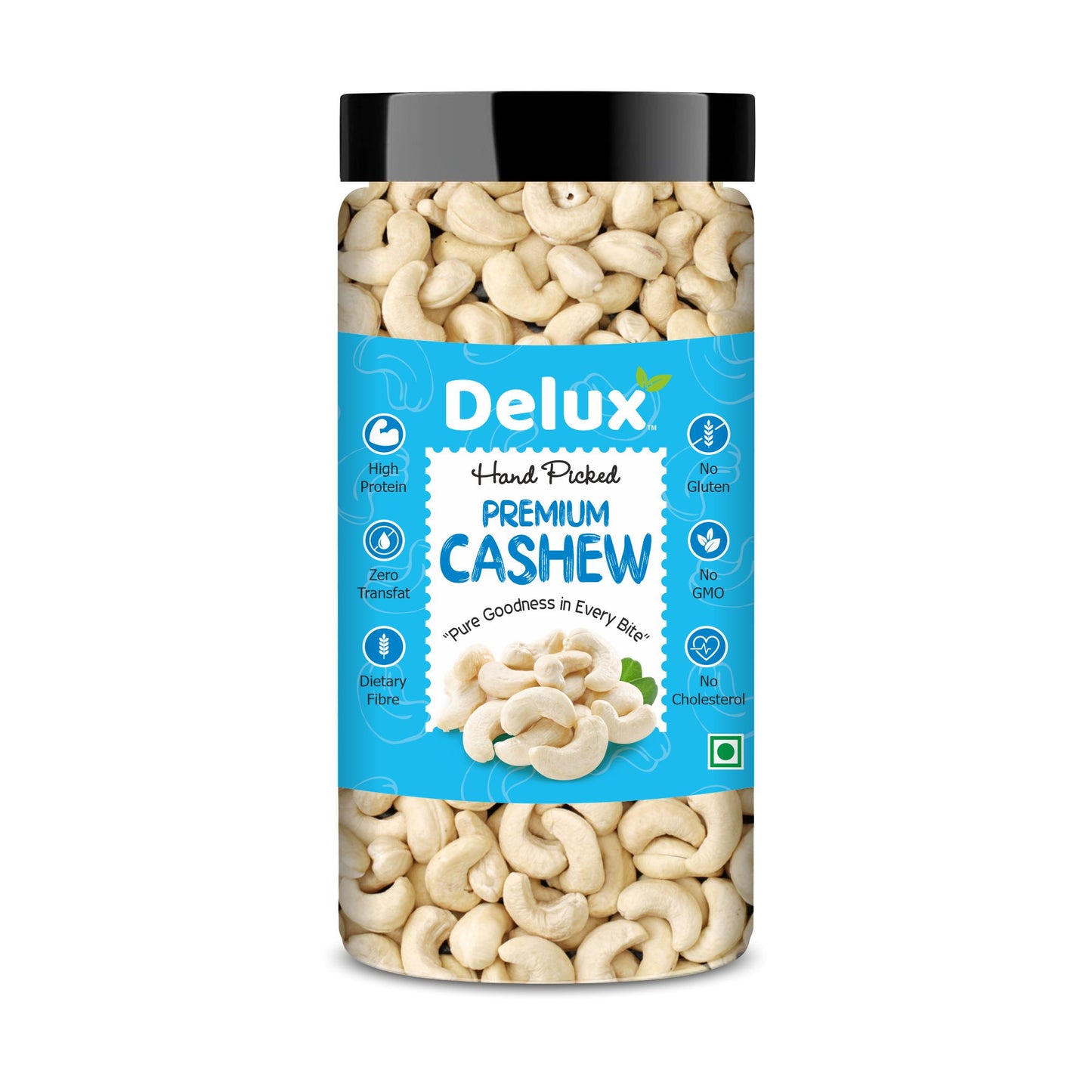 Delux Foods Pure Cashews Whole/Kaju, 250g & 500g, Nutritious & Delicious, Rich in Protein, Crunchy Nuts