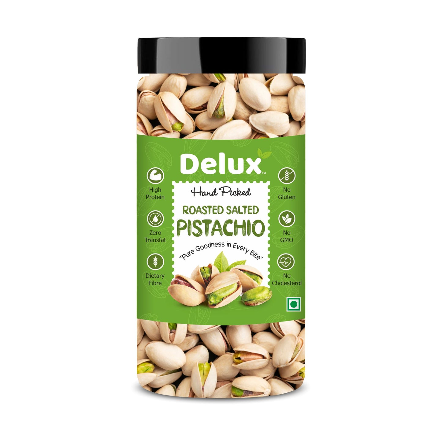 Delux Foods Premium Californian Roasted & Salted Pistachios 250g & 500g  | Pista Dry Fruit | Rich In Protein, Phosphorus, Premium Nut