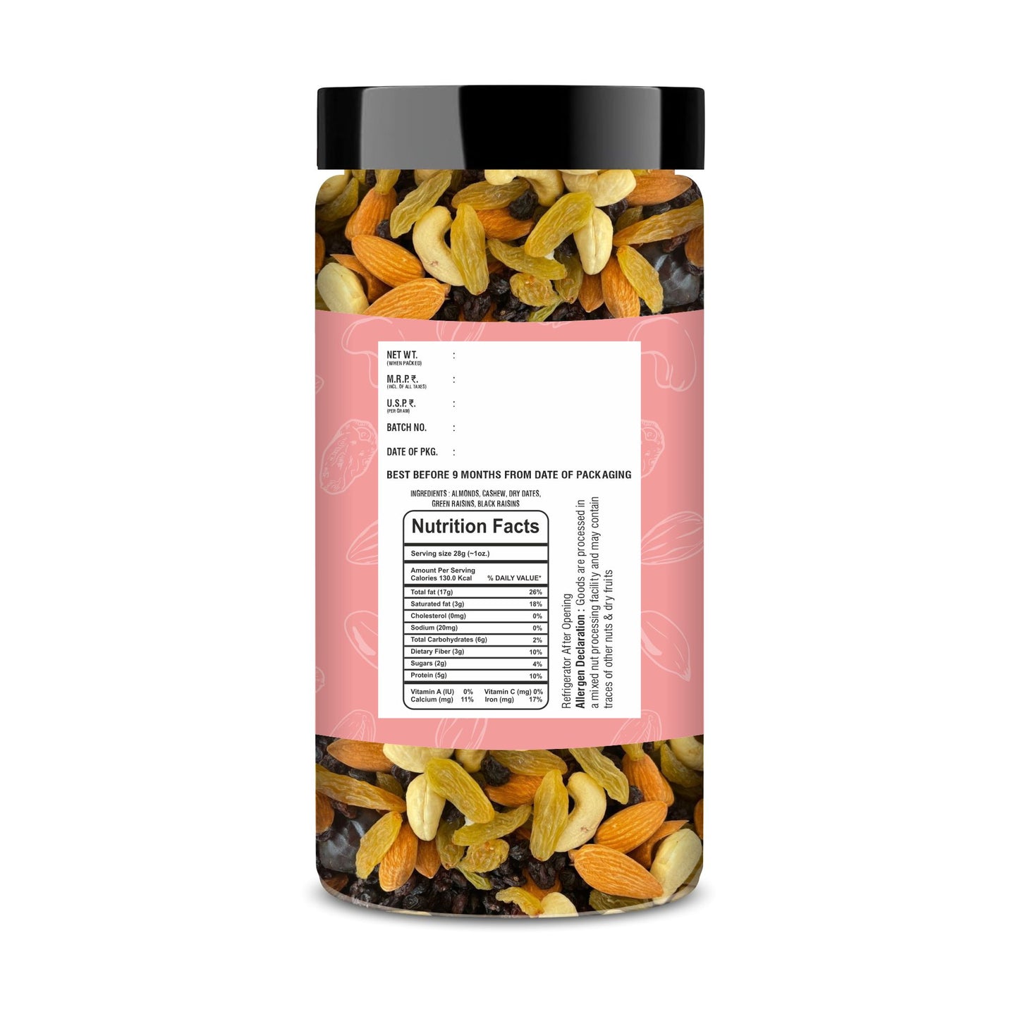 Delux Foods Panchmeva Dry Fruits Mix, 500g & 250g | Healthy Snacks Mixed Nuts Almonds, Cashews, Dates, Raisins