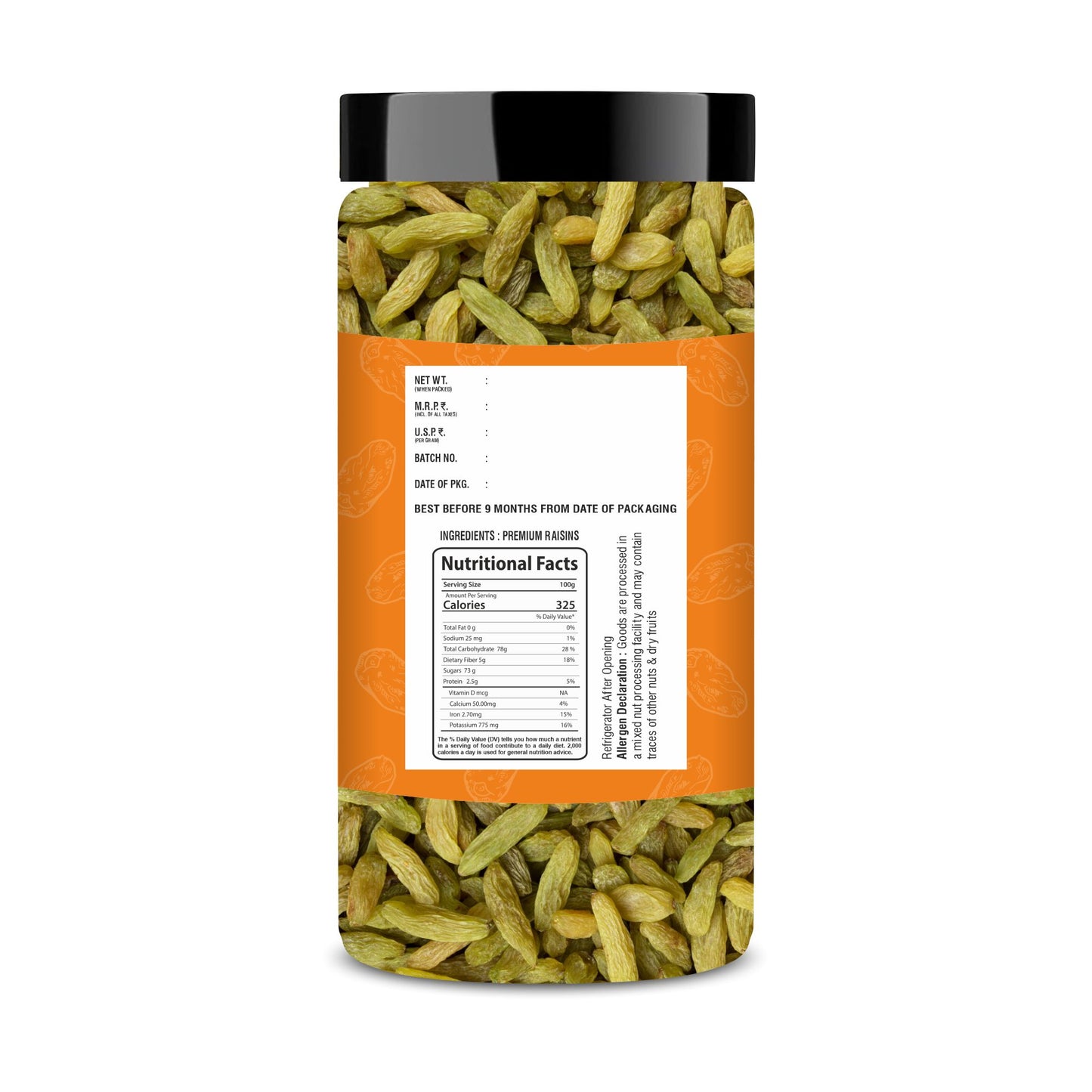 Premium Raisins | Seedless | 100% Pure | Source of Potassium | Long in Size | Upto 20 Quality Parameters Tested | 250g / 500g