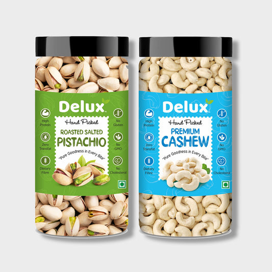 Delux Foods Dry Fruits Combo Pack 300 g | Pistachio 150g | Cashews 150g | Mixed Dry Fruits (2 x 150 gm)