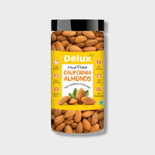 Delux Foods 100% Natural Premium California Almonds 250g & 500g| Premium Badam Giri | High in Fiber | Rich in Protein