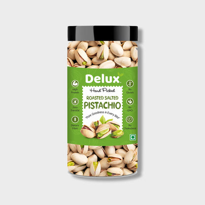 Delux Foods Premium Californian Roasted & Salted Pistachios 250g & 500g  | Pista Dry Fruit | Rich In Protein, Phosphorus, Premium Nut