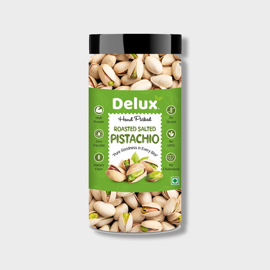 Delux Foods Premium Californian Roasted & Salted Pistachios 250g & 500g  | Pista Dry Fruit | Rich In Protein, Phosphorus, Premium Nut