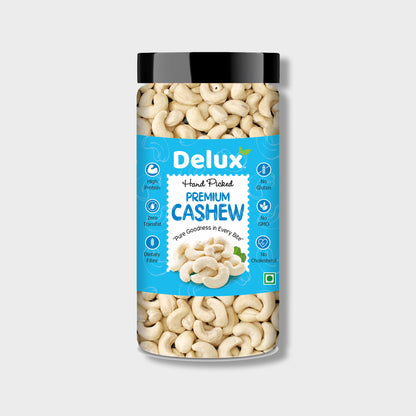 Delux Foods Pure Cashews Whole/Kaju, 250g & 500g, Nutritious & Delicious, Rich in Protein, Crunchy Nuts