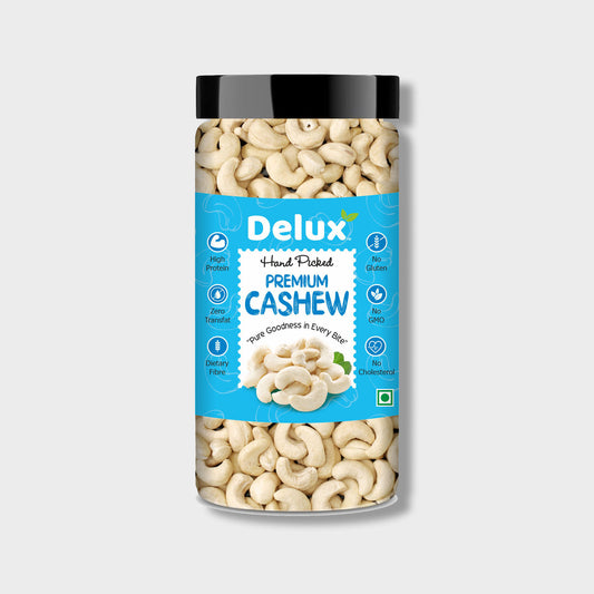 Delux Foods Pure Cashews Whole/Kaju, 250g & 500g, Nutritious & Delicious, Rich in Protein, Crunchy Nuts
