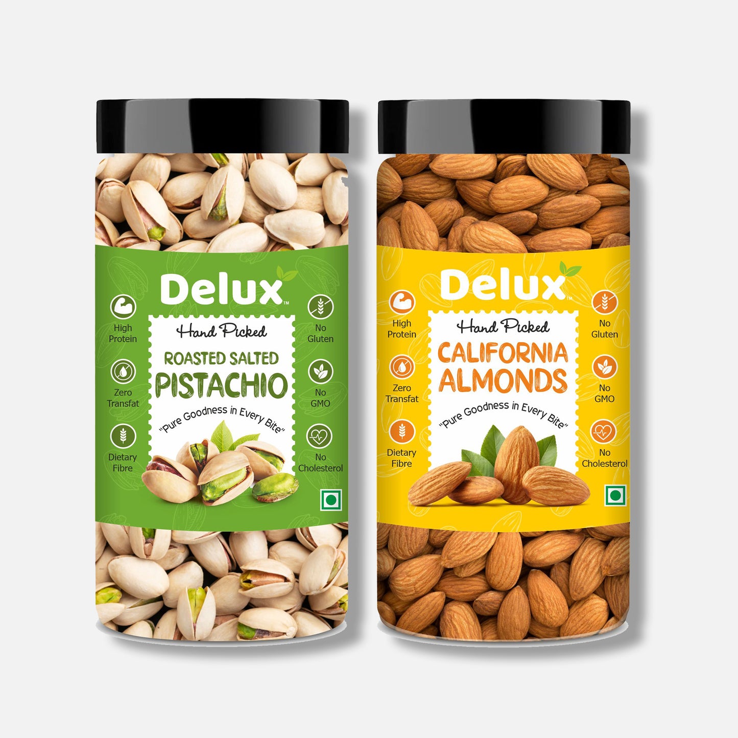 Delux Foods Dry Fruits Combo Pack 300 g I Almond 150g | Pistachio 150g | Mixed Dry Fruits | Healthy Snacks (2 x 150 gm)